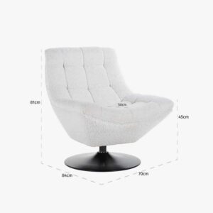 Draaifauteuil Richelle White Bouclé
