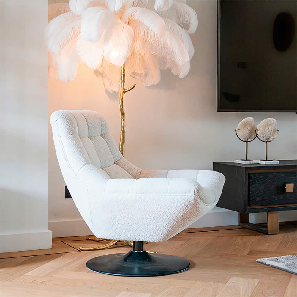 Draaifauteuil Richelle White Bouclé