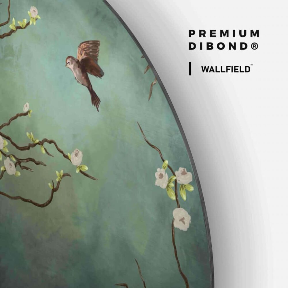 Twigs and Sparrows - Muurcirkel Dibond