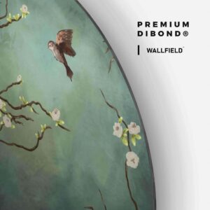 Twigs and Sparrows - Muurcirkel Dibond
