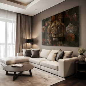 10. Glass Mockup Lion in Flowers