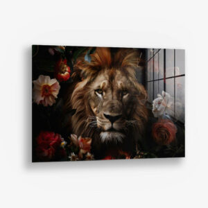 8. Glass Detail 1 Lion in Flowers