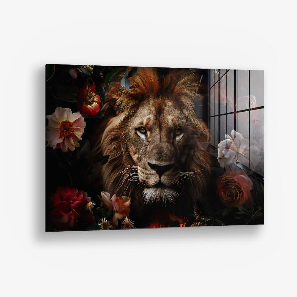 8. Glass Detail 1 Lion in Flowers