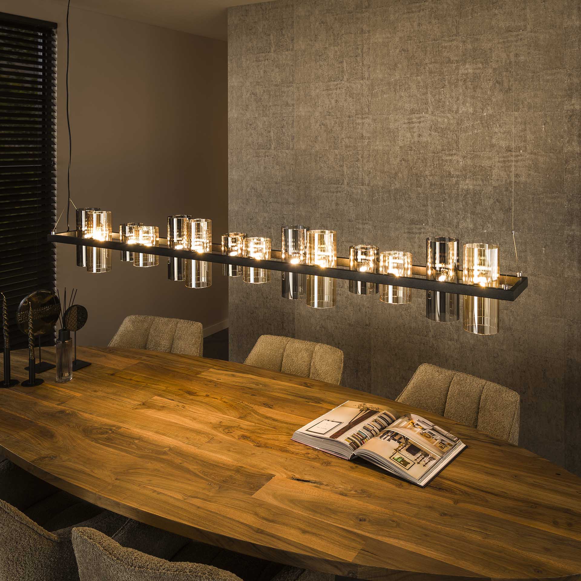 Hanglamp 14L cylinder mixed glass 1