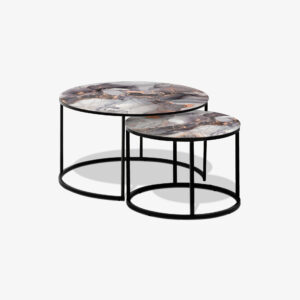 Salontafel Zwart - Grey & Gold Abstract Marble