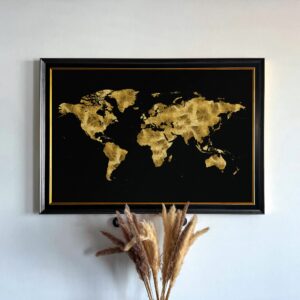 Golden World Map - Art Frame